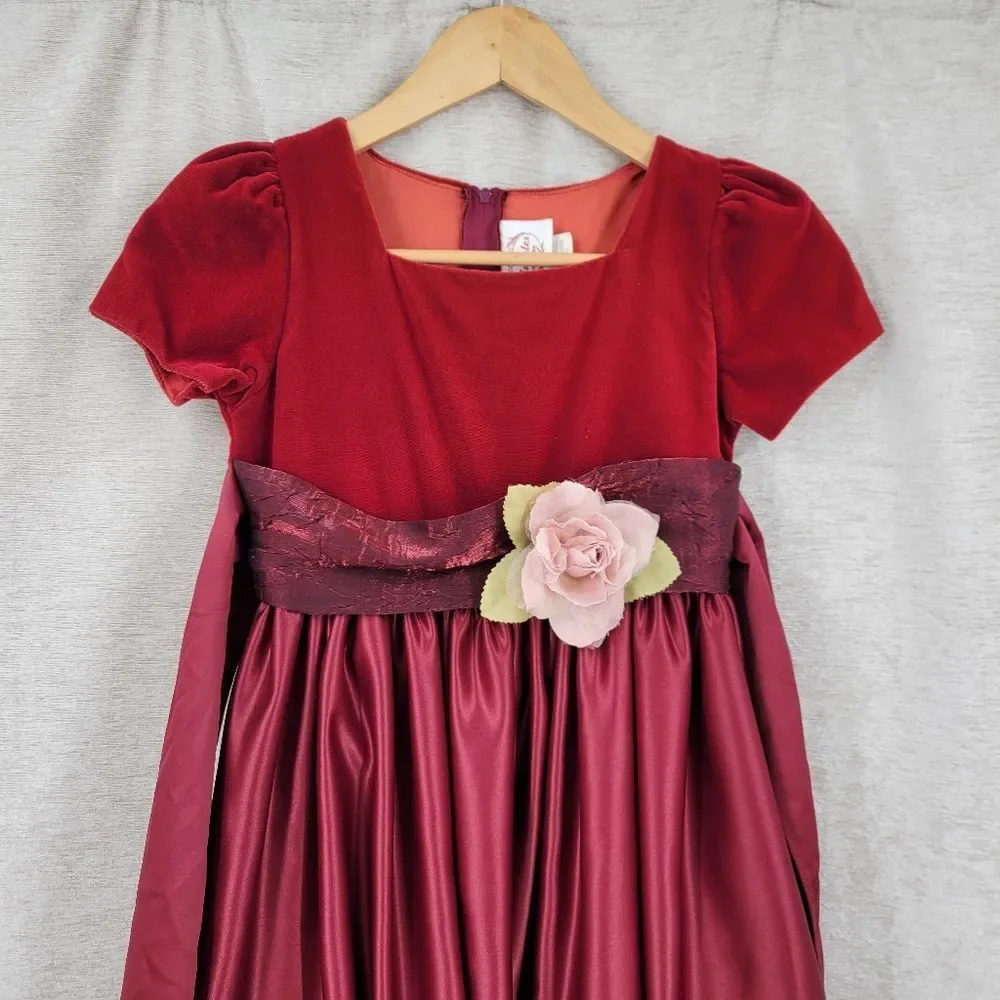 Dimples Vintage Red Velvet and Satin Dress with Formal Dress